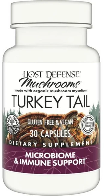 호스트 디펜스 터키 테일 캡슐 - 소화 건강 면역 반응 지원 버섯 위장 장내 미생물군 60회분 Host Defense, 30개 (1팩) - 쿠팡