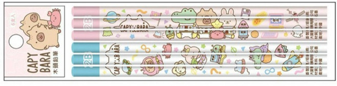 卡皮巴拉 CAPY BARA 2B 木頭鉛筆 可愛卡通文具, 1個, 粉藍/CPPA-0200-2