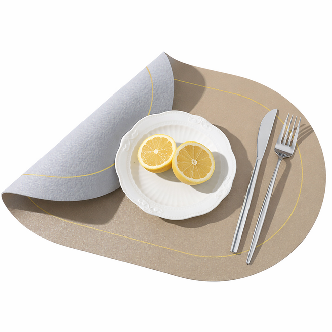 데즐리 모던 방수 양면 식탁 테이블매트 오염방지, 4개, One size, 샴페인+그레이