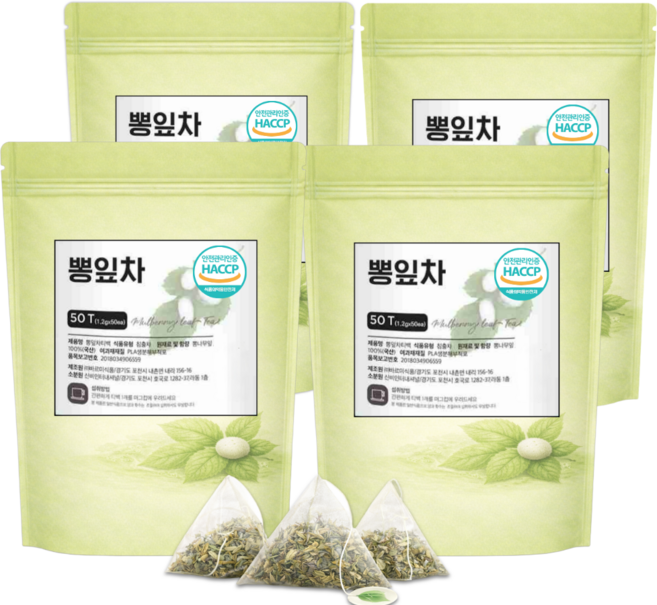 하늘정연 국산 말린 뽕잎차 티백 상엽차 뽕입 뽕나무 잎 상지차 생분해 삼각티백 식약처 HACCP 인증, 60g, 1세트, 200개입