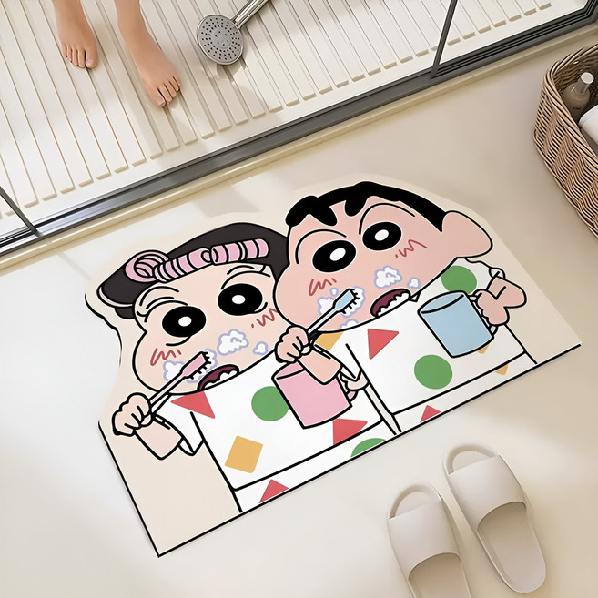 귀여운 인물 욕실 발매트 규조토 발매트, 1개, 짱구는 못 말려요 40 40*60cm