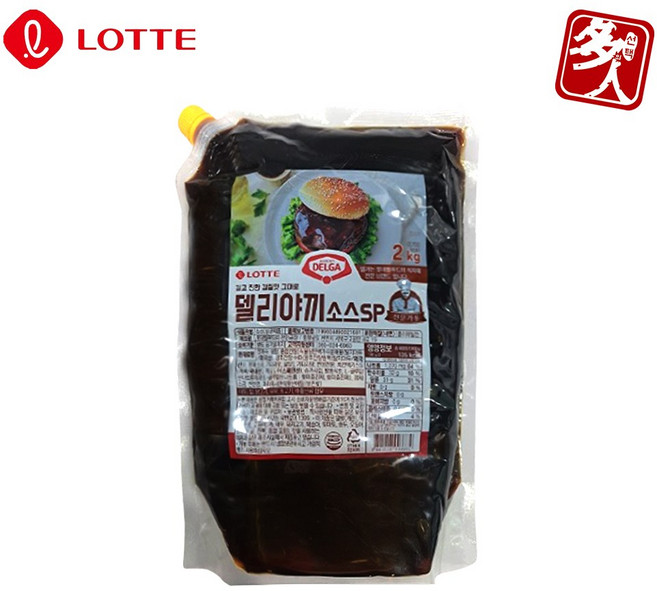 [다인] 롯데 델리야끼소스 스파우트팩 2kg 업소용 대용량 데리야끼 델가, 1개