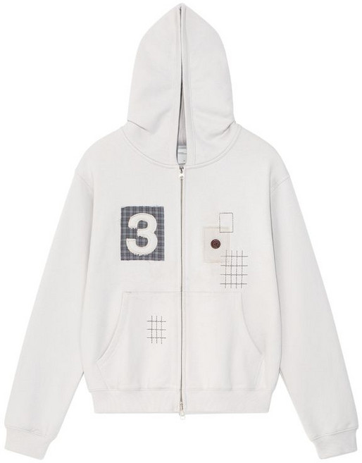 THE COLDEST MOMENT TCM 3 stitch hooded zip-up grey beige 26012607 419075