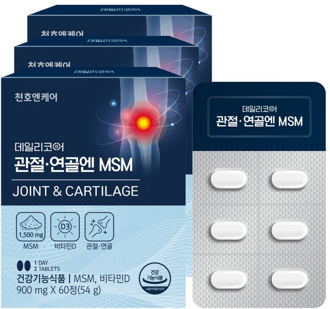 데일리코어 천호엔케어 관절연골앤 MSM 54g, 60정, 3개