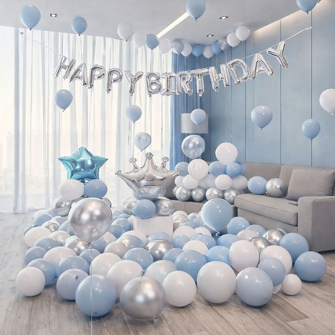 플라인 이벤트 생일 파티 풍선 세트, 1개, 블루