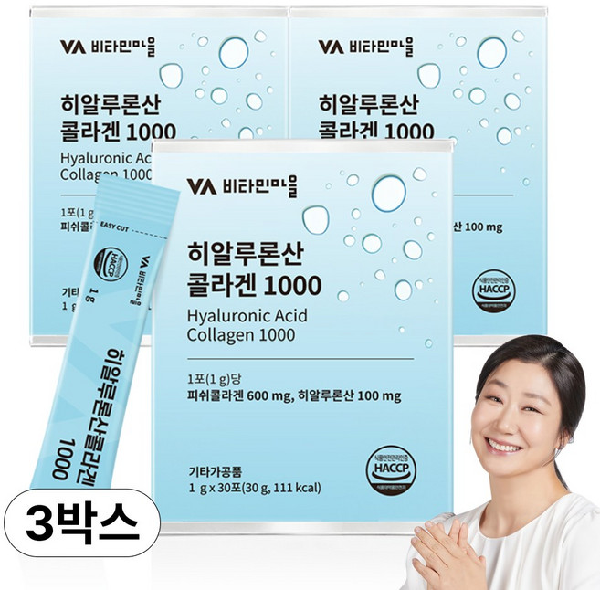 비타민마을 히알루론산 콜라겐 1000, 3개, 30g