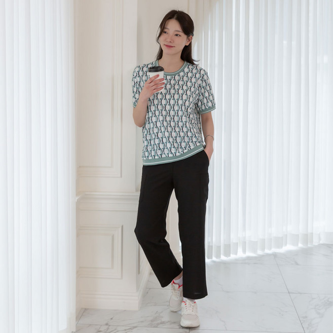 여성 여름 자카드 인견 밴딩 반팔 티셔츠 빅사이즈 엄마옷