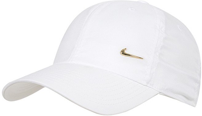 나이키 클럽 UST 메탈 로고 캡 모자, 1개, 화이트+메탈릭 골드