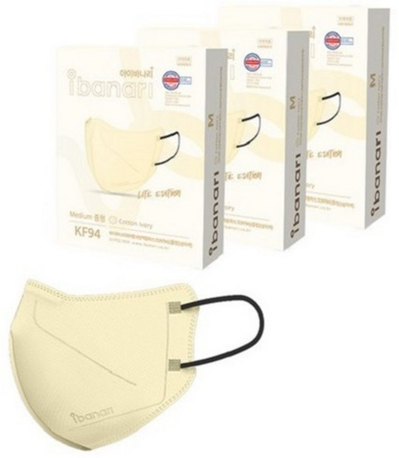 아이바나리 에어황사방역용 마스크 중형 KF94, 1개입, 30개, 코튼아이보리