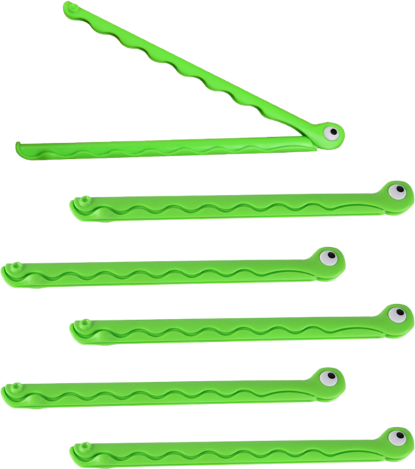 차차미 6P 특대형 악어 강력 봉지집게 과자 음식 보관 밀봉스틱 클립, 6개, 그린 악어