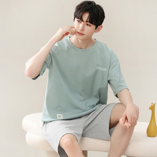 莫代爾男士睡衣 夏季短袖短褲涼感家居服套裝