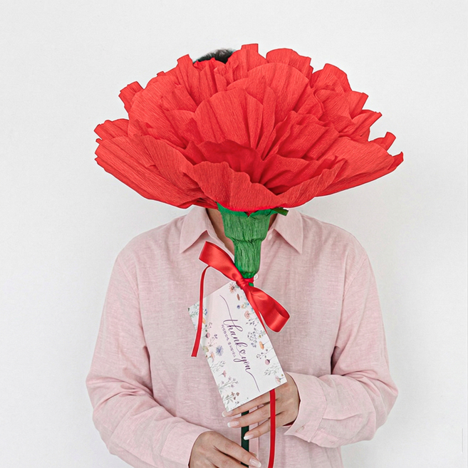 로나파티 카네이션 만들기 꽃 코사지 어버이날 대형 조화 부모님 선물, 1개, 대형 카네이션 만들기 키트