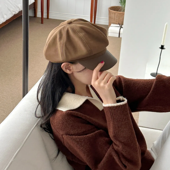 샤콘 레더 울 모직 팔각모 마도로스 빵모자 헌팅캡 베레모 뉴스보이 모자