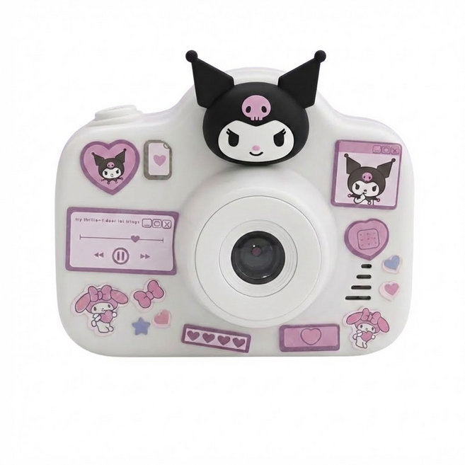 兒童數位相機 可愛卡通造型 高清錄影 遊戲功能 音樂播放, 1個, 白色庫洛米【雙攝自拍+音樂+小遊戲】256G內存