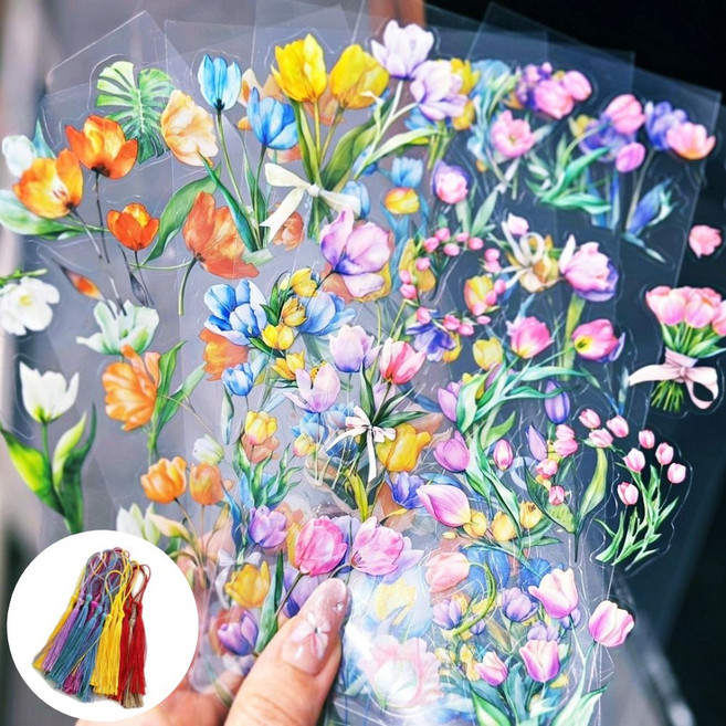 블랙장미 압화 꽃병 책갈피 만들기 DIY, 20매, 튤립