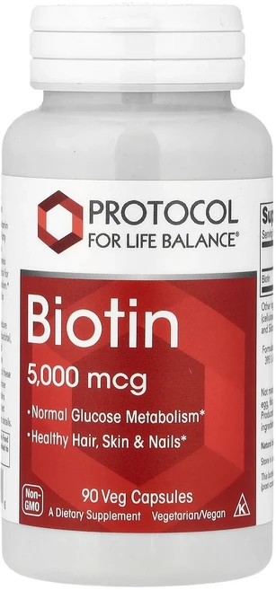 Protocol for Life Balance 비오틴 5000mcg 베지 캡슐 90정, ProtocolforLifeBalance비오틴5000m, 1개 - 쿠팡