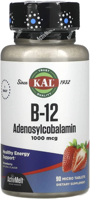 KAL B-12 아데노실코발라민 딸기 1000mcg 마이크로정 90정, KAL B-12 아데노실코발라민 ..., 1개 - 쿠팡