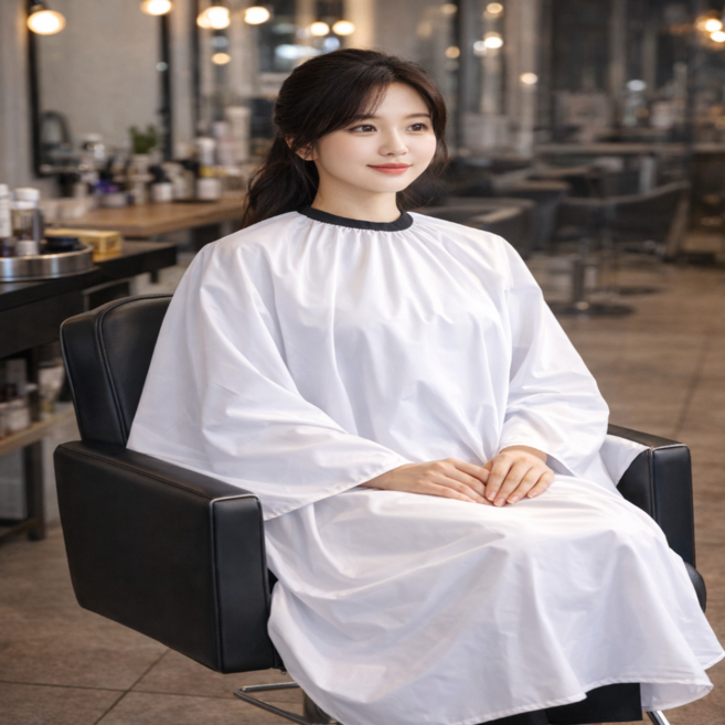 인즈홈 머리카락 들어감방지 전신 보호되는 대형 미용실 커트보, 1개, 화이트