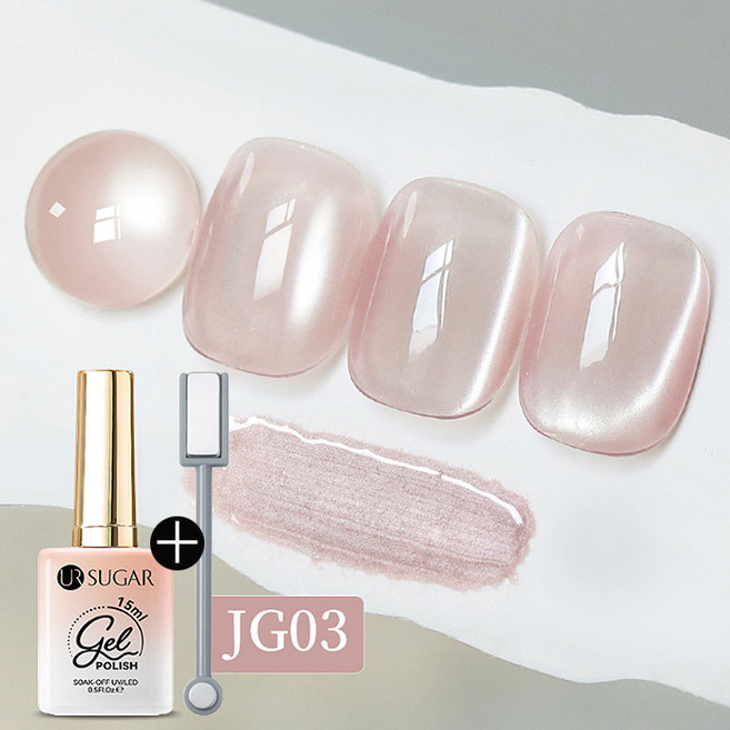 더로만 리얼 유리알 누디 자석 젤네일 폴리쉬 +자석포함, 1개, 15g, 누디핑크_JG03