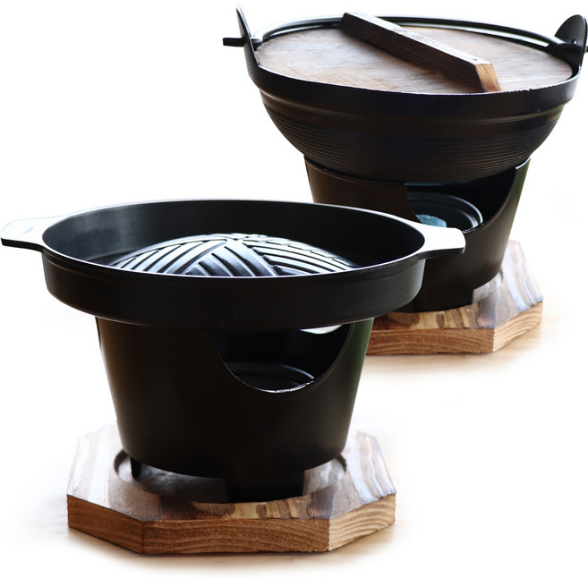 감성화로 미니 + 그릴 + 샤브냄비 3종 풀세트, 그릴 16 x 3 cm + 샤브냄비 15 x 6 cm, 1개