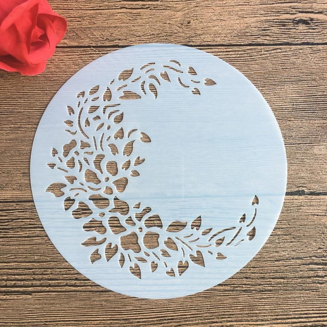 원형 금형 패턴 공중 템플릿 스텐실 케이크 베이킹 설탕 가루 낙서 드로잉 타일, 선택: 기본, 1개