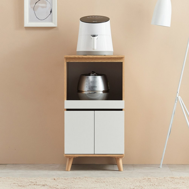 시크 전자렌지수납장 에어프라이어 정수기 밥솥 밥통다이 주방 오븐장 선반 원룸 미니 틈새 렌지대, 오크화이트