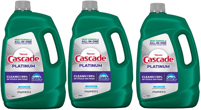 캐스케이드 Cascade 어드밴스 식기세척기용 액체 세제 125oz, 3개, 3.54kg