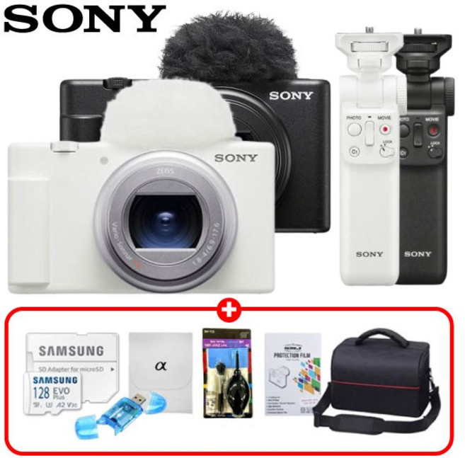 소니 정품 ZV-1M2 브이로그카메라+소니GP-VPT2BT /슈팅그립 패키지 7종세트/128G+슈팅그립+전용가방+보호필름+카드리더기+청소도구세트+극세사융/TJ, ZV-1M2+GP-VPT2BT-(블랙)