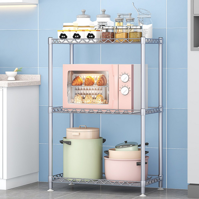 주방 거실 철제 메탈 선반 스탠드 진열대, 1개, 메탈 3단