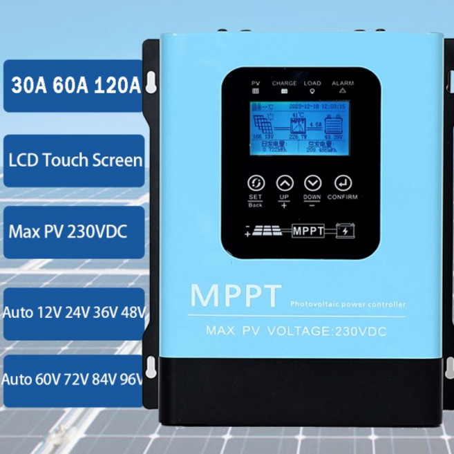 230VDC 48V 60V 72V 84V 96V MPPT 태양열 충전 컨트롤러 EU 창고선박 30A 60A 80A PV 전지 패널 레귤레이터, 03 120A, 01 Auto 12V to 96V