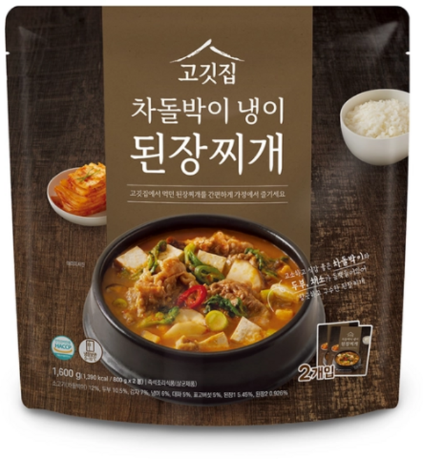 코스트코 고깃집 차돌박이 냉이 된장 찌개 800g 야외 여행 캠핑 냉이 두부 감자 포함, 1세트, 1.6kg