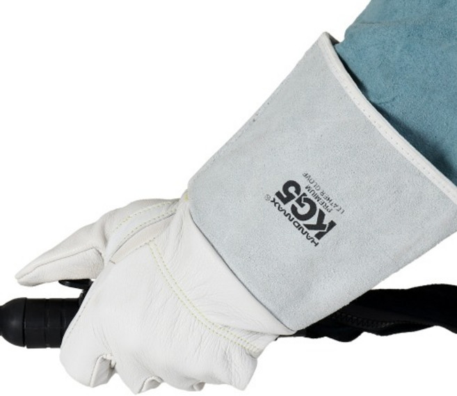 핸드맥스 용접장갑 아크 CO2 용접 작업 캠핑 장갑 KG-V 산양가죽 1켤레, 흰색, 1개