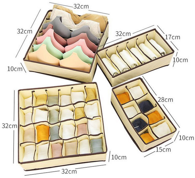 루나버블 칸막이 속옷 양말 정리함 [베이지 그레이 / 6칸 7칸 8칸 24칸] 여자 여성 남자 남성 언더웨어 넥타이 벨트 옷장 패브릭 칸칸이 서랍용 접이식 다용도 보관함 수납함, 24칸(32cm*32cm*10cm), 그레이색상