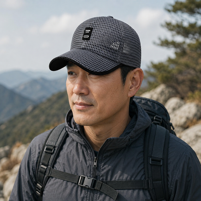 띠아픽 남녀공용 여름 메쉬 볼캡 통풍 캡모자 워터파크 등산 낚시 스포츠모자, 1개, 다크그레이