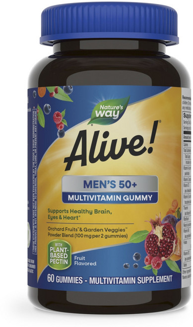 Nature's Way 然萃維 Alive! MENS 50+ 綜合維他命 水果口味軟糖, 1個, 60錠