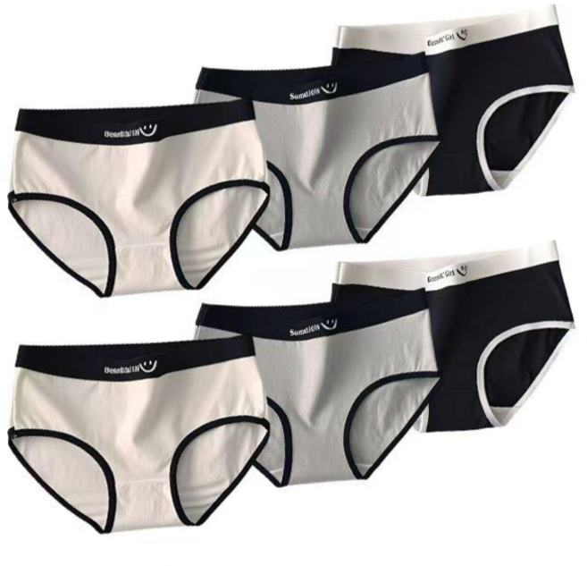 워더미 스마일 투톤 여성 순면 마마앤걸 삼각팬티 6종세트 D3307