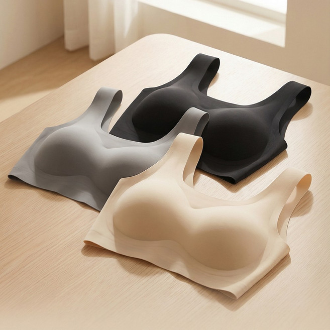 말랑마쥬 심리스 노라인 누디 브라탑 3P