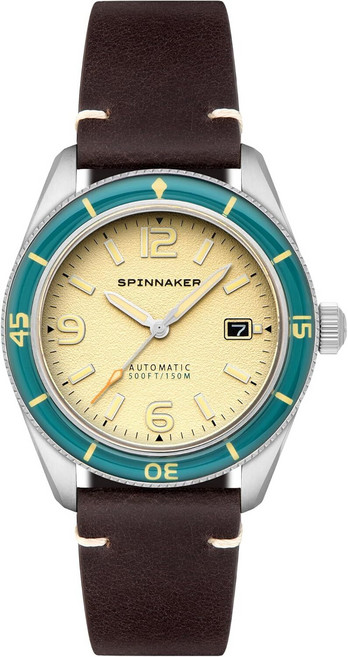 Spinnaker Fleuss 남성용 자동 시계 43mm 가죽 스트랩 SP-5055