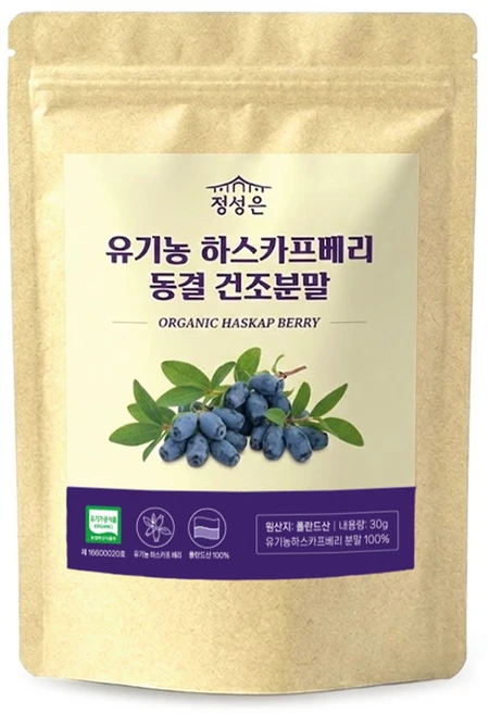 정성 유기농 하스카프베리 분말 100% 폴란드산 동결건조분말, 1개, 30g - 쿠팡