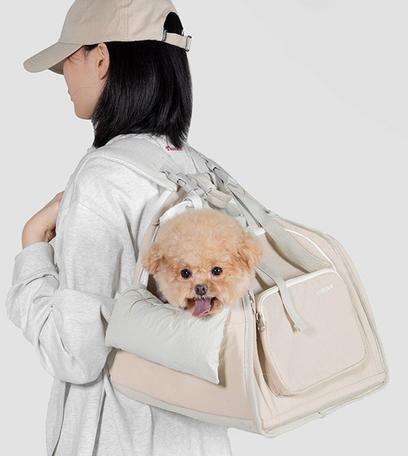 강아지 이동가방 애견 백팩 고양이 캐리어 배낭 펫 fufu 가방, 1개, 베이지