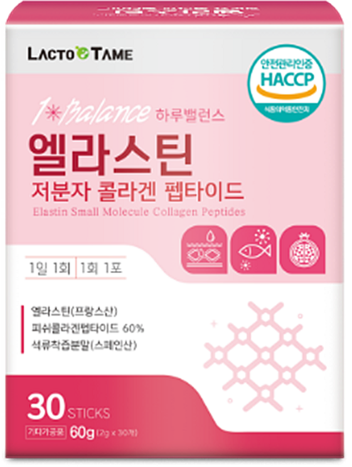 락토테미 하루 밸런스 엘라스틴 저분자 콜라겐 펩타이드 30개, 1박스, 30회분