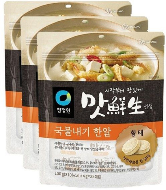 대상 청정원 맛선생 황태 국물내기 한알, 100g, 3개