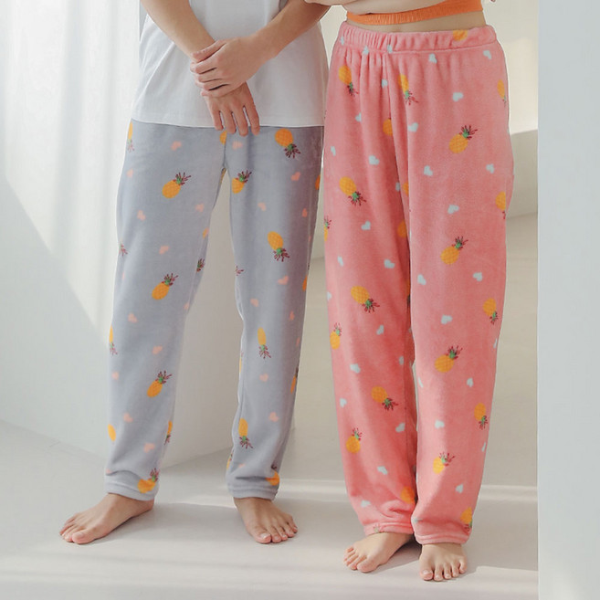글램공감 커플용 럽파인 인조밍크 수면잠옷 바지 2p