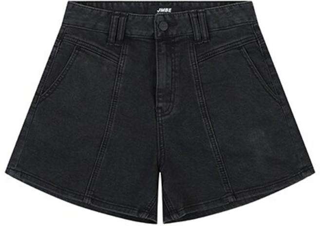 여성) 블랙 스톤워싱 A라인핏 3부 데님 AO2DL3381-BK