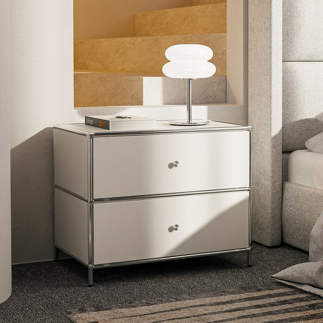 올리비아 미드센츄리 모듈가구 2단 협탁 600, 낮은 협탁_600, 화이트