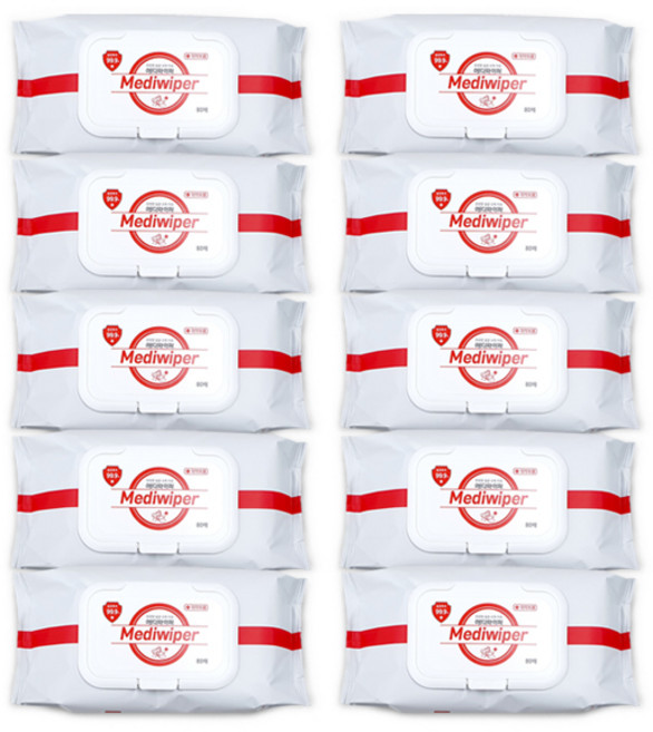 메디와이퍼 무알콜 (손)소독티슈 10팩(80매/1팩), 80매, 10개
