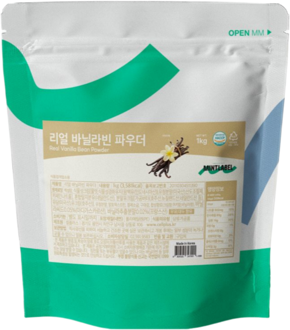민트라벨 리얼 바닐라빈 파우더 1kg, 1개입, 1개