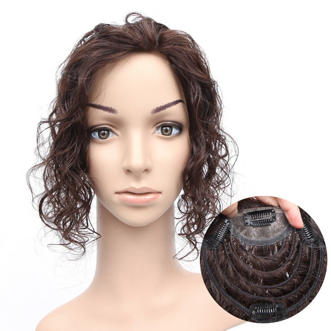 [W2063 긴머리 웨이브] 5줄망사 정수리 부분가발, 자연검정, 12x12(cm)/35cm, 1개