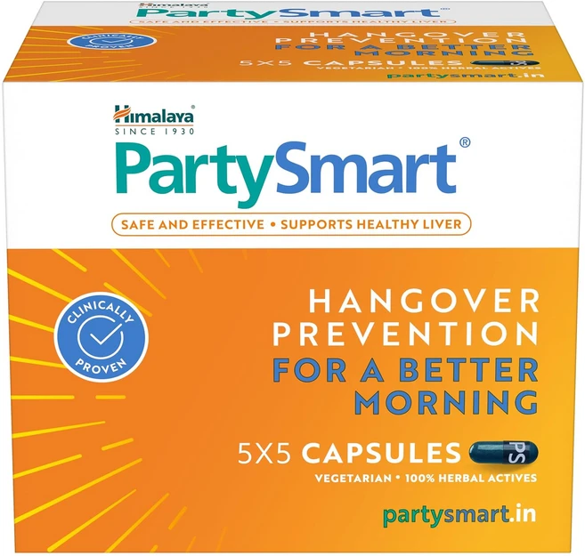 Himalaya Party Smart 25 Capsules Hangover Relief & Liver Support Herbal Supplement, 1개, 25정 - 쿠팡