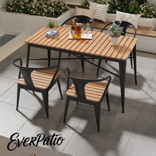 에버파티오 모던 야외 테이블 의자 세트 감성 카페 방수 테라스 가구 가든 정원 인테리어 목재 철제 데크, 2개, 블랙